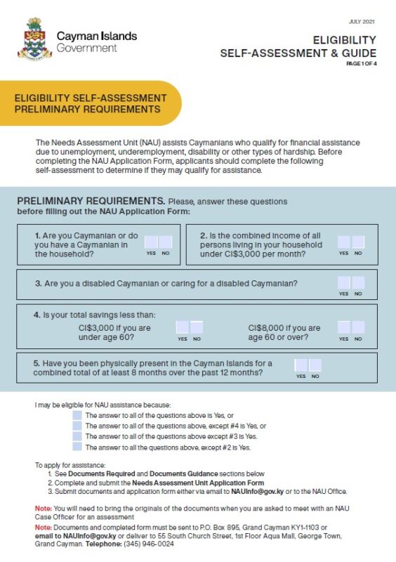 Eligibility Self Assessment Fillable and Guide
